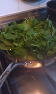 Spinach in a saute pan